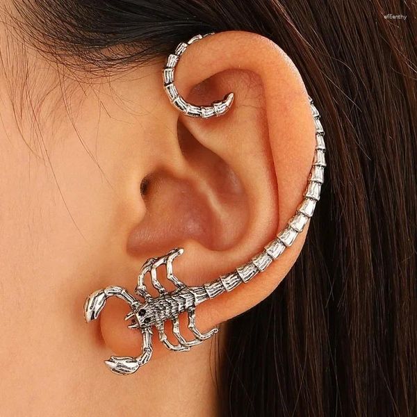 Brincos de costas wanzhi clipe de gancho de orelha escura de escorpião escuro para mulheres design criativo de meta