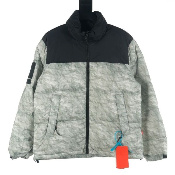 Reme Northern Warm Fold Waste Paper Piumini da uomo Grigio Bianco Giunto imbottito invernale Su Parka a pieghe Cappotti con cappuccio Giacche a vento da esterno Capispalla Snowy Mountain