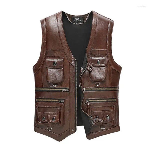 Coletes masculinos Men Faux PU PU Leather Jackets Mens Artigo 2023 Moda Casacos Jaqueta de Pocket Casual Design Casual Autumn Spring D13