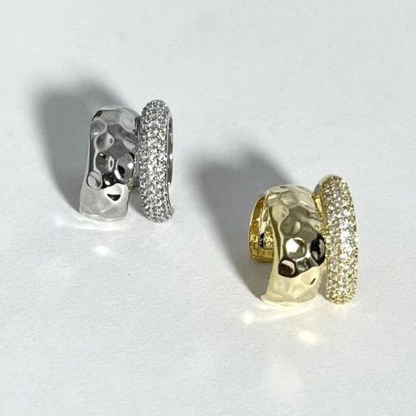 Brincos de costas 1 PC zircão de zircão de camada dupla manguito sem piercing clipe geométrico de metal exclusivo para mulheres presentes de jóias