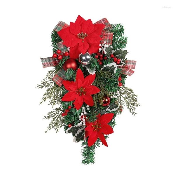 Flores decorativas Lindamente criadas de Natal Cabides de parede de árvore invertida em miniaturas sua casa com ornamento de textura confortável