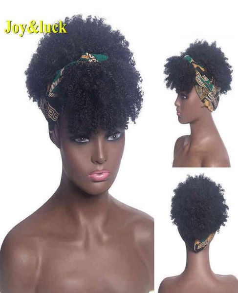 Parrucche sintetiche per capelli cosplay a fascia sintetica parrucca corta afro stravaganti parrucche per capelli ricci per donne nere riccioli soffici banda africana turb8659123