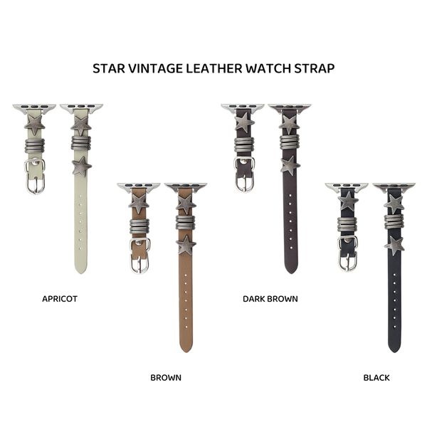 Sim stella in pelle vintage cinghie retrò retrò petite taille brute brand brand band bande di fasce per braccialetti per Apple Watch Series 3 4 5 6 7 8 9 Ultra Iwatch 42 44 45 49mm