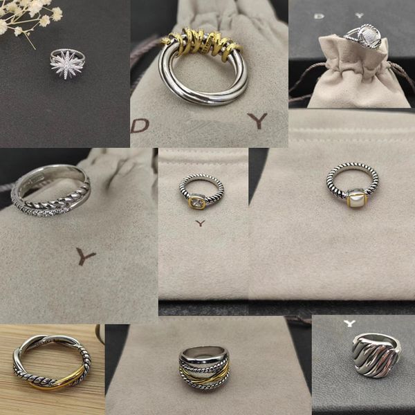 Dy Ring Twisted Altın Aly Band Ring Erkekler İçin Kadın Hediye Çapraz Seti Elmas Tasarımcı Retro 925 Gümüş Dy Ring Kişiselleştirilmiş Lüks Takı Kutu Toptan Satış