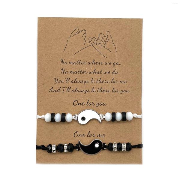 Charm Bracelets 2pcs für Freunde verarbeitet Freunden Freundinnen verstellbarer Seil Mode Yin Yang handgefertigtes Armband schöner Liebhaber