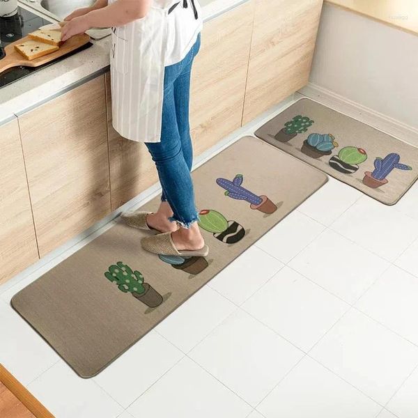 Teppiche Hochwertige Nachahmungs-Leinen Türmat Gummiboden nicht rutschfestes Badezimmerbodenmatte Haus Küche Ölsicherer Teppich