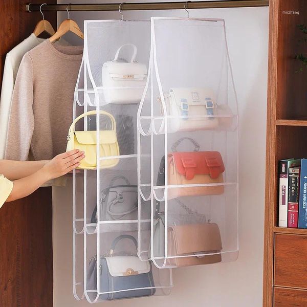 Aufbewahrungstaschen Kleiderschrank Wand hängen nicht gewebter Kleidung Stoff Faltbar Staubabdeckung Handtasche Schlafzimmer Rack Closet Organizer