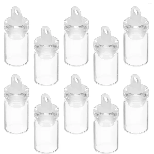 Vasos 10 Pcs Pingente Desejando Frascos De Garrafa Com Tampas Pequenas Mini Garrafas De Vidro Plástico Pequeno Plug