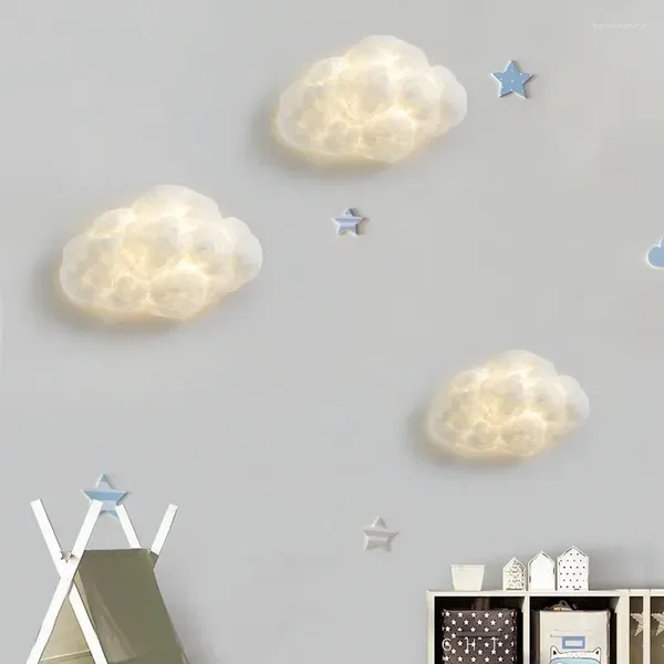 Lampade a parete creative baiyun cloud camera da letto arte seta cotone soggiorno corridoio decorazione per bambini