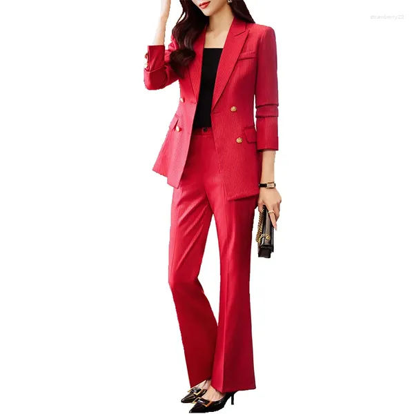 Damen zweisteuelische Hosen Büro Damen formelle Uniform -Designs Hosenanzüge Frauen Business Work Wear Blazer Femininos berufliche Karriere