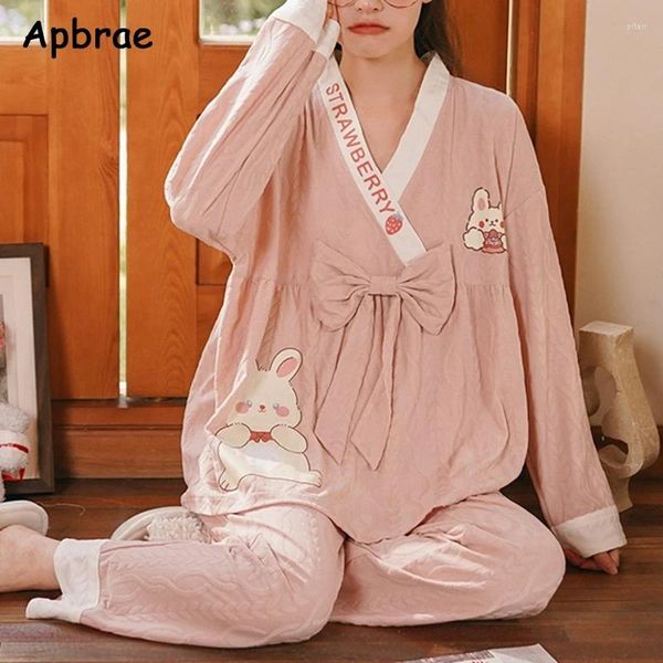 Women's Sleep abbigliamento Princess Style Women Pajamas Autumn Inverno Kimono Pijamas Fungolette di cotone Fungola casa