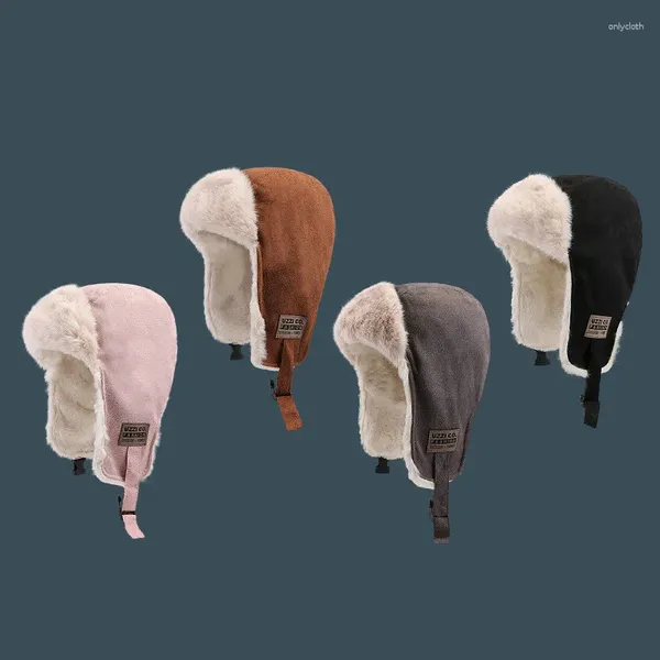 Boinas 2023 Piloto de inverno Hat Hat feminino Fashion Bomber Bomber Russian Ratinging Trapper Warm Ushanka Ski