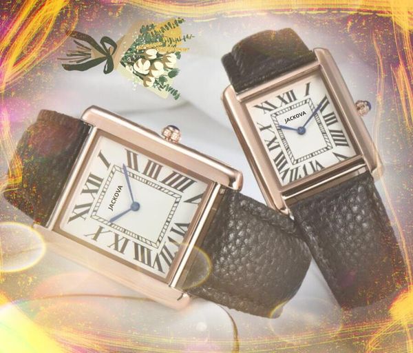 Movimento in quarzo giapponese di lusso Guarda le donne uomini quadrati a due pins Design orologio di alta qualità Ultra sottile amanti unisex amanti di rosa oro d'oro orologi grandi piccoli regali