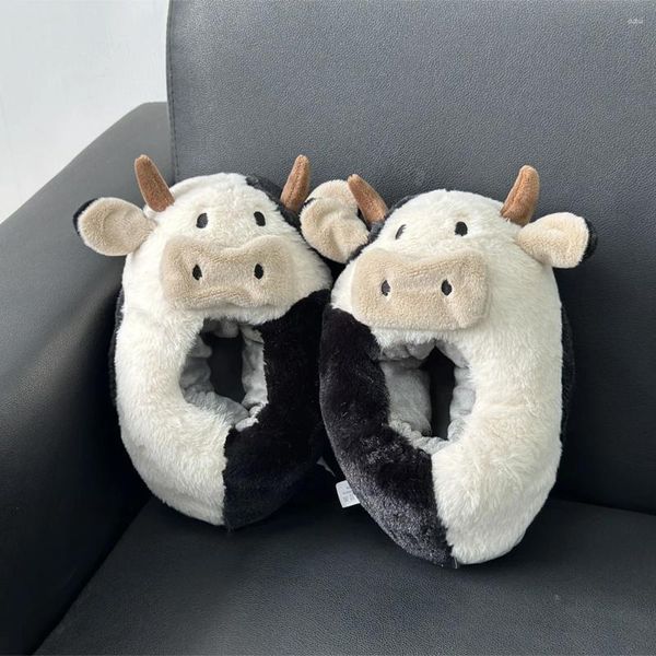 Тапочки корова мультфильм животные плюшевые домашние домашние туфли хлопковые обувь милый и удобный рождественский подарок