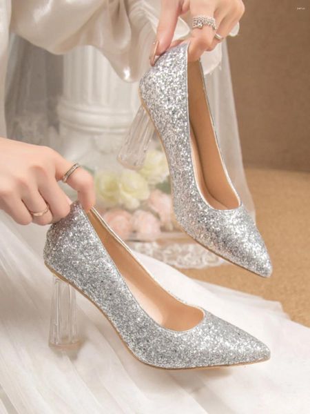 Scarpe eleganti bridal bling tacchi dorati pompe sandali signore scivolare sul cuneo appuntito 2023 sposa lace-up alla moda africano casua