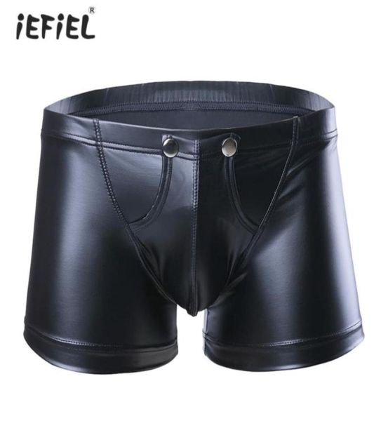 Sexy Herren Lowwaisted Faux Leder Boxer Unterwäsche Shorts Bulge Bud Beutel Sissy Panties Dessous Men Boxer Homme Slim Cut Underpants9600762