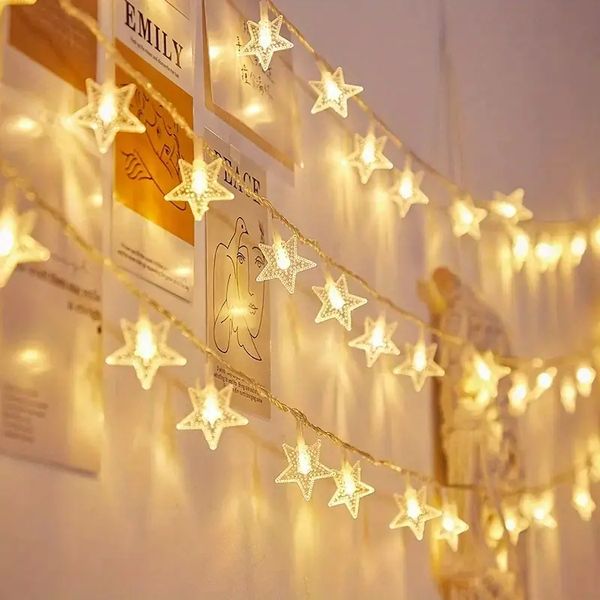 1pc de 6,6 pés Twinkle estrelas luzes LED String, LED LUZES DE FESTO DE FESTO DE FEDIMENTO DE CEMA DE FALIOLADOR DE FIOS DE PROFIDADES DE NASTRA, Luz de decoração de quarto interno/externo operado por bateria