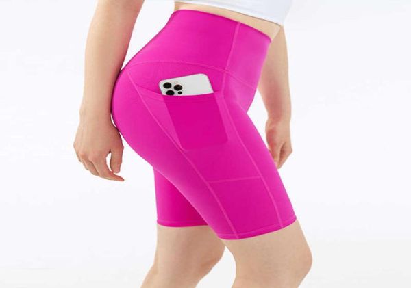 Yoga Shorts 5point Women Fitnessstudio -Kleidung Leggings Hosen Mädchen Sommer Sport eng mit hoher Taille Hip Lift Traaceless nackt Fitness Biker SH5252629