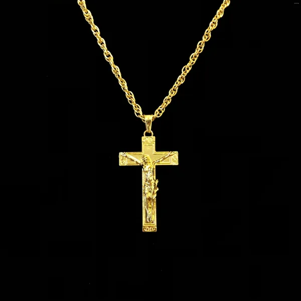 Collane a ciondolo 18k Golden placcate croce incrociate uomini a pendantwomen collega la collana per fascino della catena punk hip hop dono