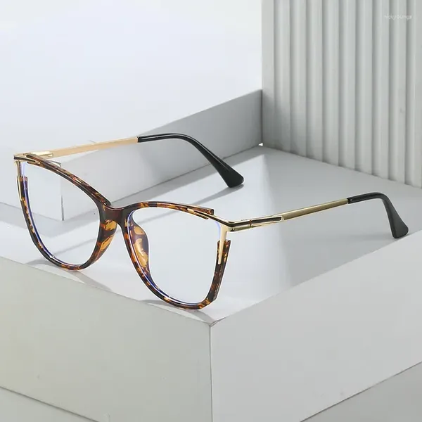 Солнцезащитные очки tr90 металлические кошачьи глаза женские очки рамы ретро прозрачные анти-синие светлые очки мужчины для мужчин пружины оптическая рамка