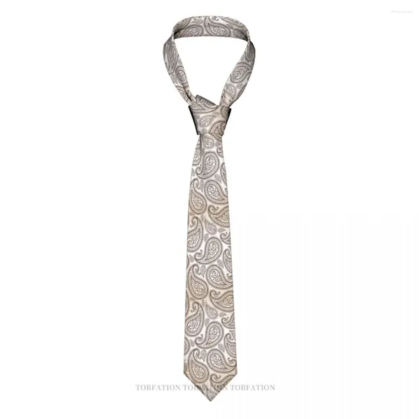 Bow Ties Vintage Gold White Paisley 3D Baskı Kravat 8cm genişliğinde polyester kravat gömlek aksesuarları parti dekorasyonu