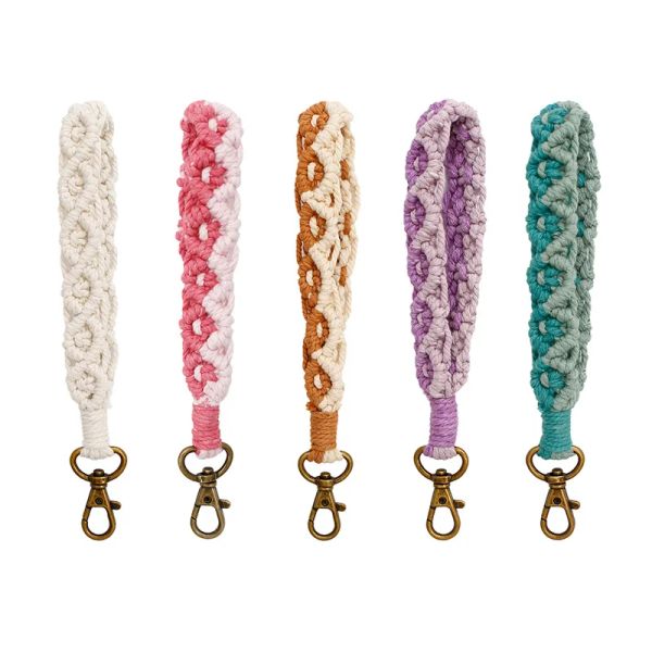 Macrame fatto a mano macrame cinghia del polso takechain gannochet Acrochet Key Accessori all'ingrosso al polso all'ingrosso catene chiave per donne