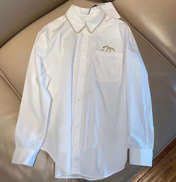 Ünlü abartılı marka nakış bluzları iki c moda tasarımcı çizgili gömlek ince iş ofisi bayanlar bayanlar gömlek bahar yaz uzun kollu üstler 54