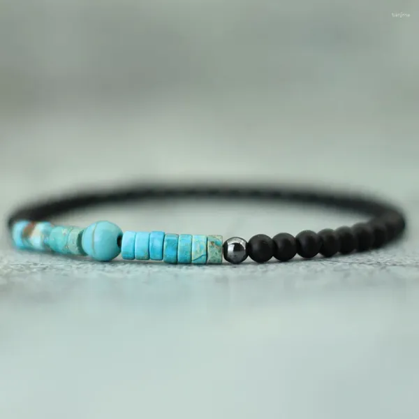 Strand 4 mm fatti neri fatti a mano Bracciale fasciatura del bracciale naturale Emperor Stone Braclot per uomini Accessori per gioielli a bracciale