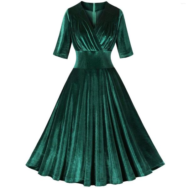 Partykleider Velvet Frauen stecken Gitter Casual Kleid Sommer Kurzarm Retro Robe 60s 50er Jahre Vintage Rockabilly Swing Vestidos