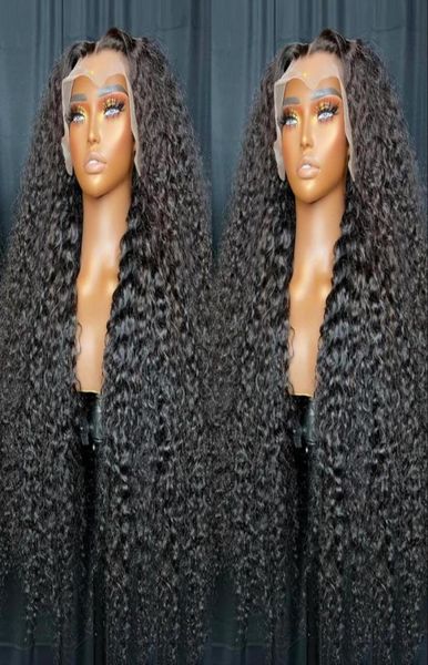Perucas de renda de 40 polegadas Peuvian 13x6 Deep Front Front Human Water Wig Curly Frontal para mulheres Pre Pluckedlace7347845