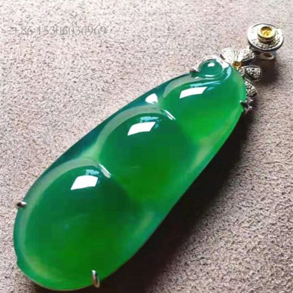 Hochwertiger Vintage Jade -Schmuck Großhandel Preis grün natürlicher eisiger Jadeit Gold Anhänger