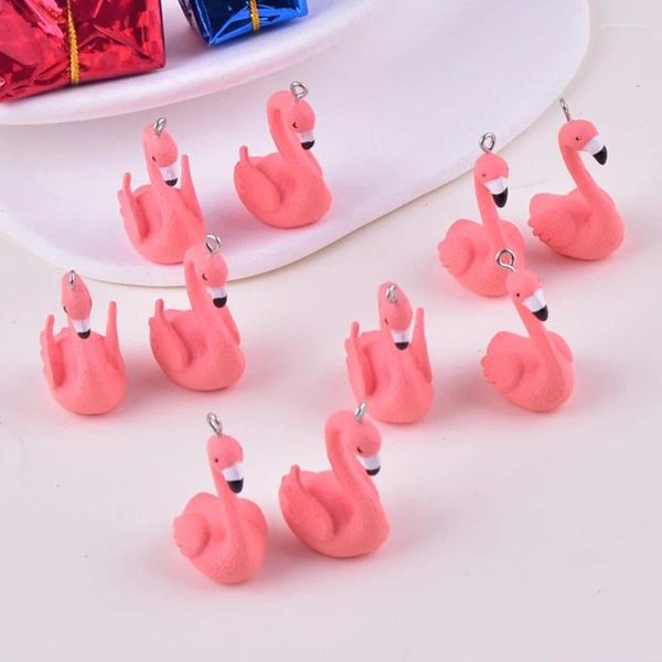 Ciondoli 10pcs Y2K 3D Flamingo Resin Oreging Pendants per gioielli fai -da -te che producono accessori per arredamento per telefoni portachiavi