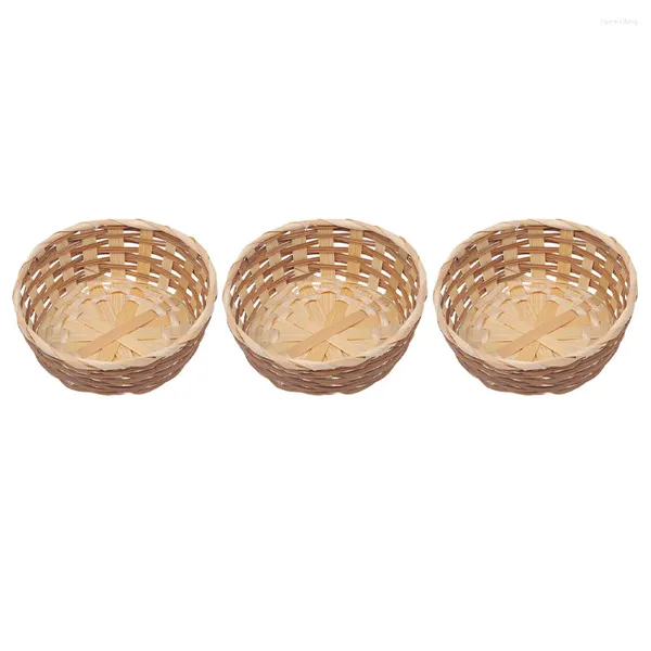 Set di stoviglie da 3 pezzi da 3 pezzi Casma tessuta vassoio vassoio in bambù box pane a mano