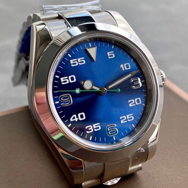 41mm de luxo de luxo Air automático masculino esportivo king assista azul Dial preto Sapphire Master Designer Relógios de calendário inoxidável aaa+ relógios de pulso rol4