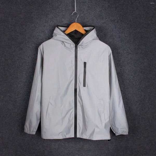 Herrenjacken Männer Frühling Herbst Hip Hop Reflektierende Kapuzejacke Windbreaker Mann Modesmodische Grabenmäntel Chamarras Para Hombre