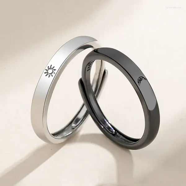 Eheringe Mode Fashion Einfaches Paar Ring Silber plattiert Sonnenmond einstellbarer offener Schmuck für Frauen Männer Jubiläum Geschenke