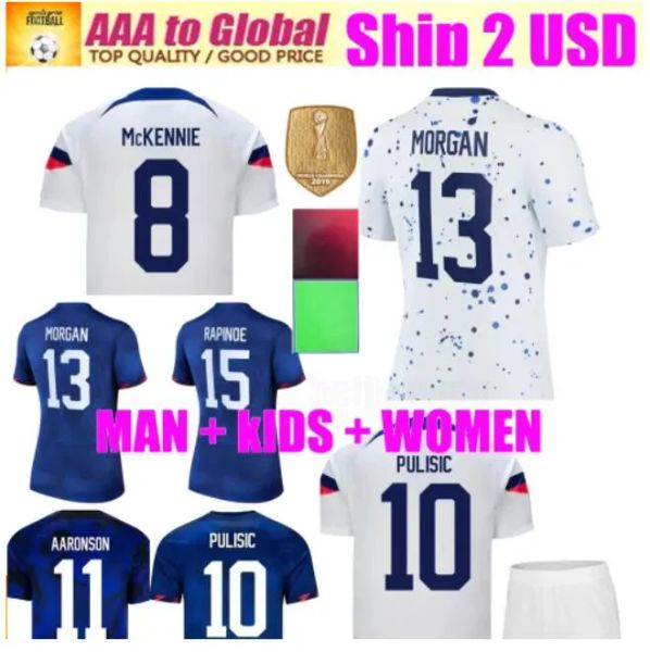 Jerseys de futebol de USAs Pulisic Reyna Aaronson Weah Acosta McKennie 23 24 Maillot de Futol Ferreira Dest Morgan Us uma camisa de futebol Rapinoe não