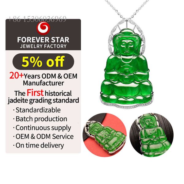 Gioielli di gioielli jade oro bianco jadeite diamantato cadeite canyin buddha ciondolo per uomini e donne