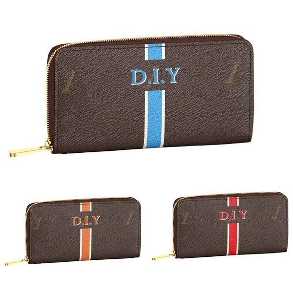 Brieftaschen Personalisierung Streifenbrief benutzerdefinierte DIY Customized Personalisierte Anpassung Name Zip Wallet Card Case A5