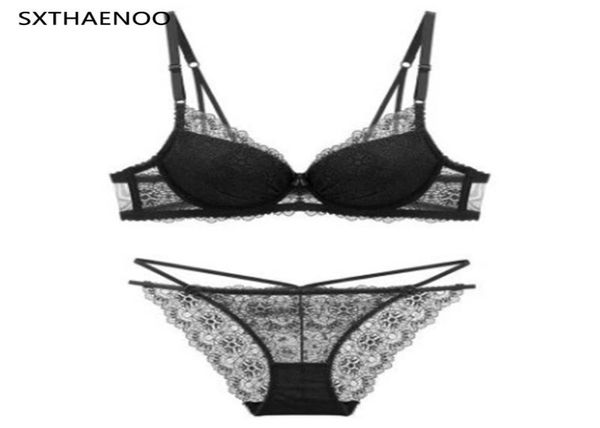 Reggiseni set sxthaenoo reggiseno set lingerie per donne sottili profondi v bordo del pizzo piccolo seno raccolto raccolta superiore collegata a ausiliaria br2515666