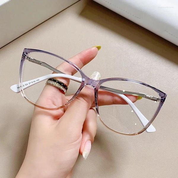 Sonnenbrille Fashion Cat Eye Anti Blue Light Brille Frauen Optische Computerbrille Wellenbein Luxus Brillen Rahmen Rahmen für die trendige Brille der Männer