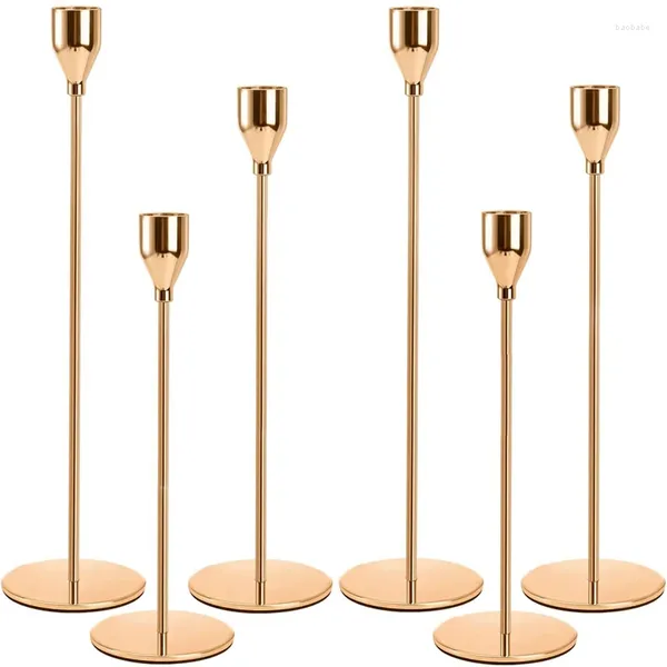Porta di candele da 6 pezzi oro per candele conico Candlestick Metal Tall Stand resistente