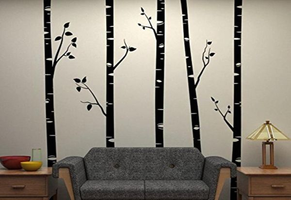 5 grandes árvores de bétula com galhos adesivos de parede para garotos da sala de parede removível Arte da parede Decalques de parede de berçário citações d641b 2012011563619