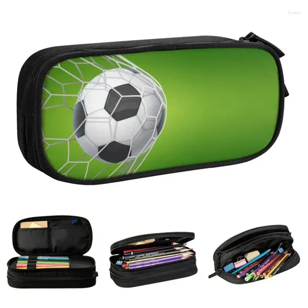 Bolsas de cosméticos estojo de futebol de futebol criativo bolas verdes esportes lanchois de caixa de caneta estudante de grande capacidade artigos de papelaria escolar