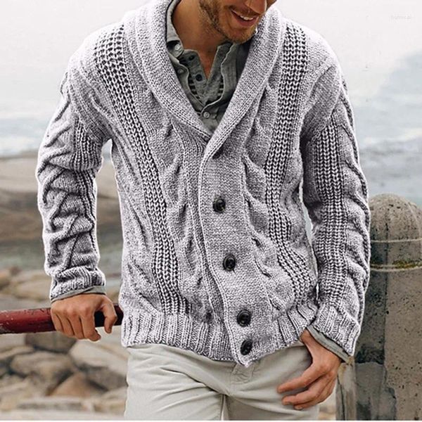 Sweaters masculinos Cardigã de inverno Sweater Solid Color Shawl Button Down Down Knited Casual Casual