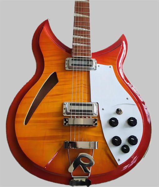 Özel 381 Rickenbacker6 veya Alevli Maple ile 12 String Electring Gitar Üst Yarı İzin Vücut 2 Pişirme Pan Ric Pickup