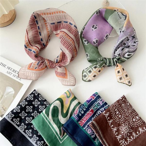 SCARPE FASCIE CATTON SCARF DONNA STAMPA FLORALE NECKERCHIEF PICCOLA PICCOLA FEMABILE FEMMINA CINETTA BANDANA SCARPA DI BANDANA SCARPA SAGNI 55X55CM