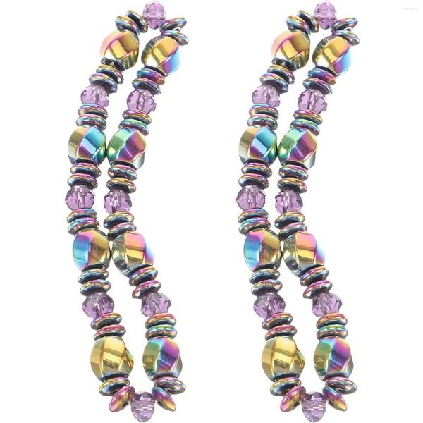 Charm Armbänder 2pcs Gewichtsverlust farbenfrohe Hämatitperlen Magnetisches Armband Persönlichkeit kreativ für Männer Frauen