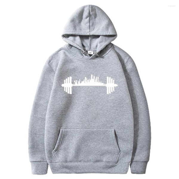 Erkek Hoodies Sonbahar ve Kış Yetişkin Üstleri Hoodie Sıradan Spor Fitness Dumbbell Desen 2D Baskı Moda Konforlu Pullover