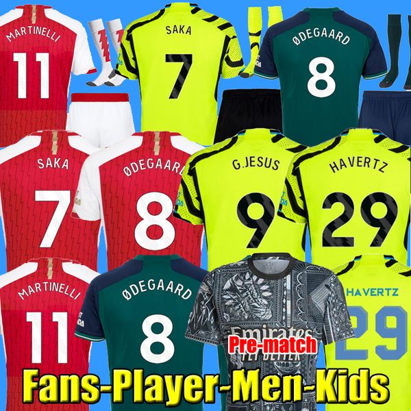 Saka camisas de futebol arsen g. jesus odegaard arroz havertz 23 24 thomas nketiah zinchenko saliba trossard camisa de futebol masculino crianças conjuntos kit